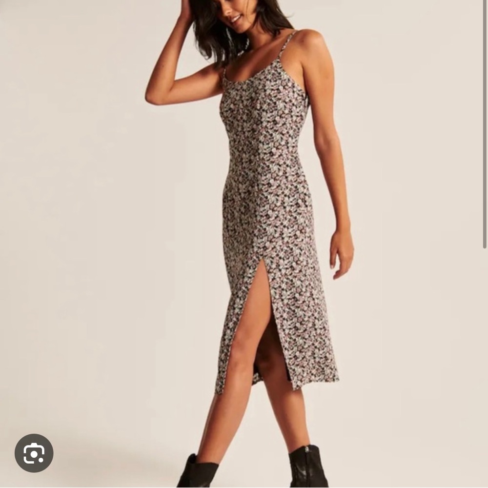 Abercrombie & Fitch Sleeveless Floral Print Midi Dress Front Slit XS